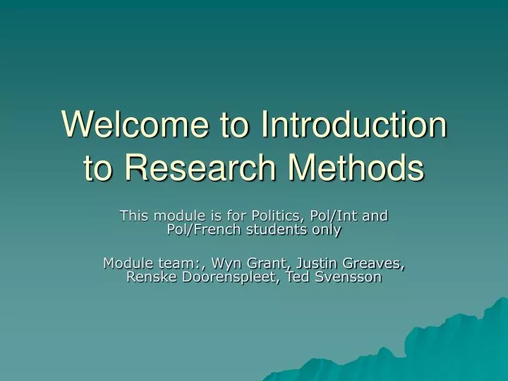 welcome to introduction to research methods