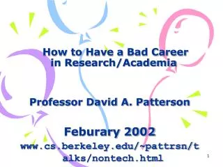 How to Have a Bad Career in Research/Academia