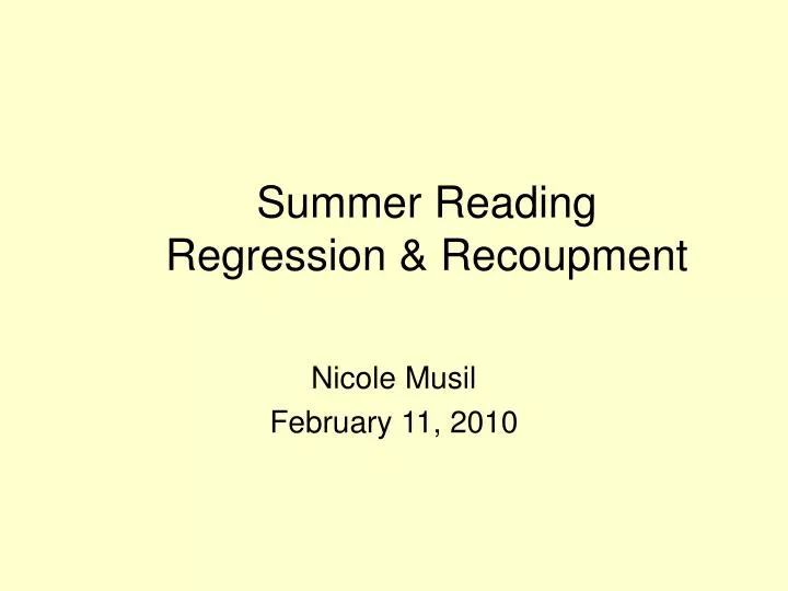 summer reading regression recoupment