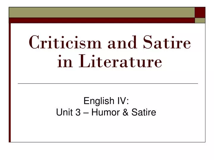 criticism and satire in literature