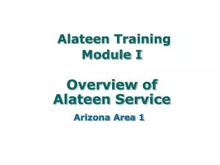 Alateen Training Module I Overview of Alateen Service