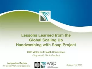 lessons learned from the global scaling up handwashing with soap project