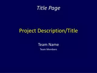 Project Description/Title