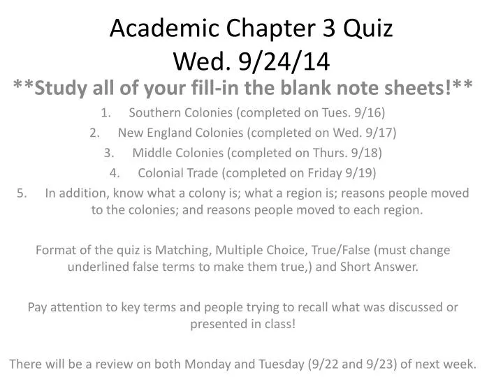 academic chapter 3 quiz wed 9 24 14
