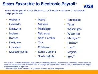 States Favorable to Electronic Payroll *