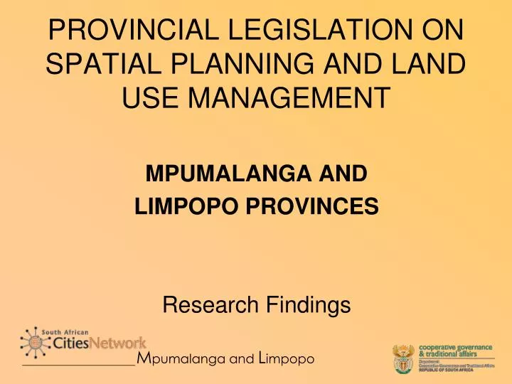 provincial legislation on spatial planning and land use management