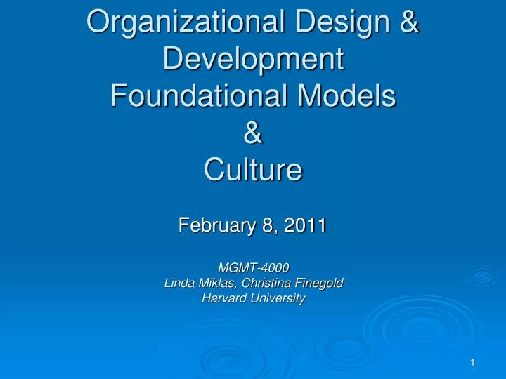 organizational design development foundational models culture