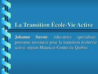 la transition cole vie active