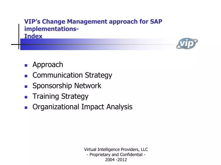 vip s change management approach for sap implementations index