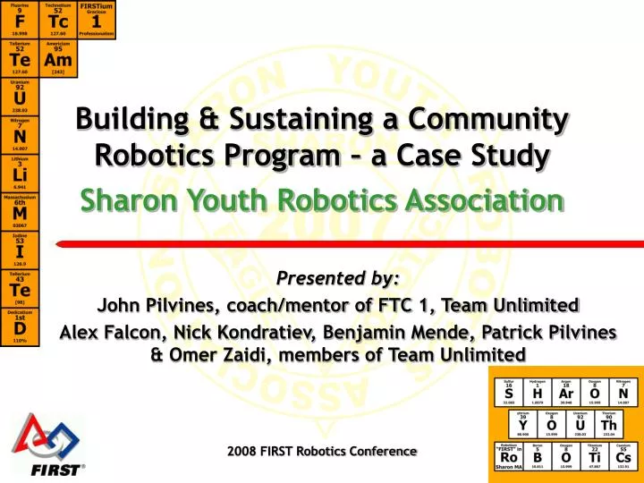 building sustaining a community robotics program a case study sharon youth robotics association