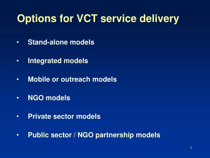 options for vct service delivery