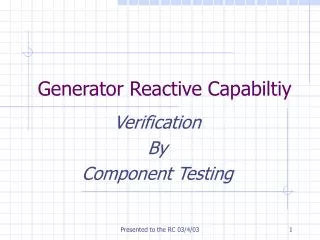 Generator Reactive Capabiltiy