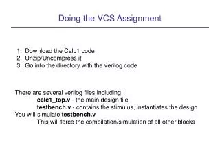 Doing the VCS Assignment