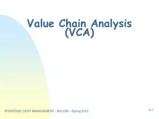 Value Chain Analysis (VCA)