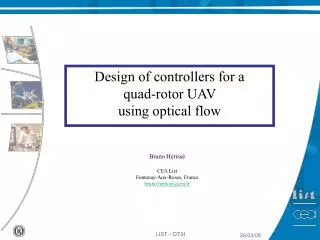 Design of controllers for a quad-rotor UAV using optical flow