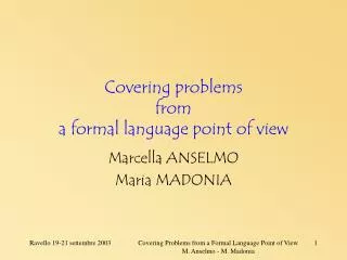 Covering problems from a formal language point of view