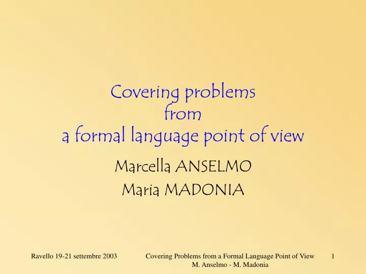 covering problems from a formal language point of view