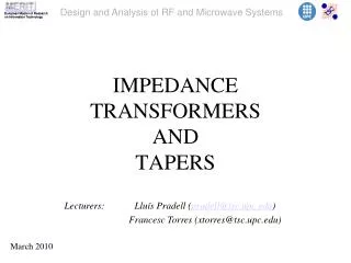 IMPEDANCE TRANSFORMERS AND TAPERS