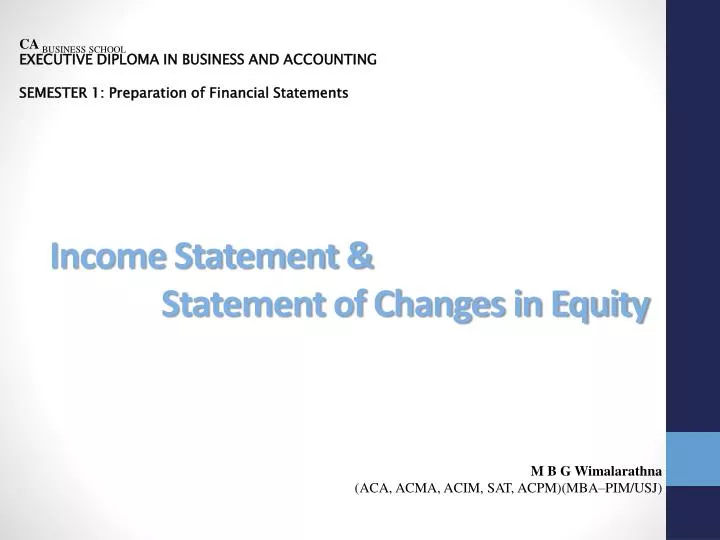 income statement statement of changes in equity