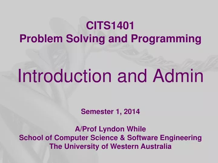 cits1401 problem solving and programming