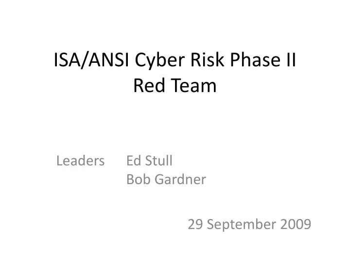 isa ansi cyber risk phase ii red team