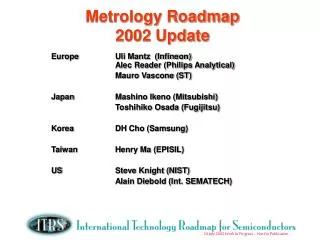 Metrology Roadmap 2002 Update