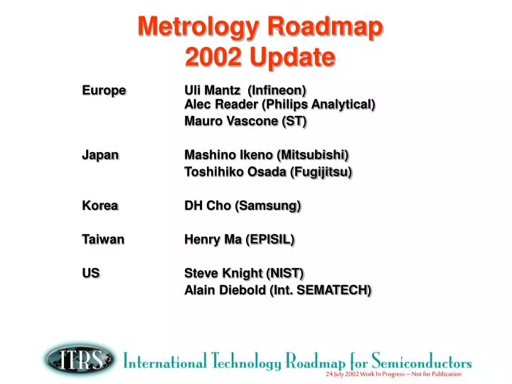 metrology roadmap 2002 update