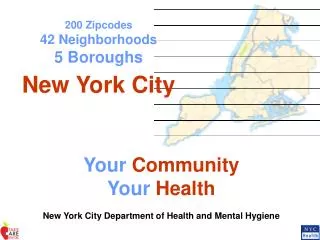 200 Zipcodes 42 Neighborhoods 5 Boroughs New York City