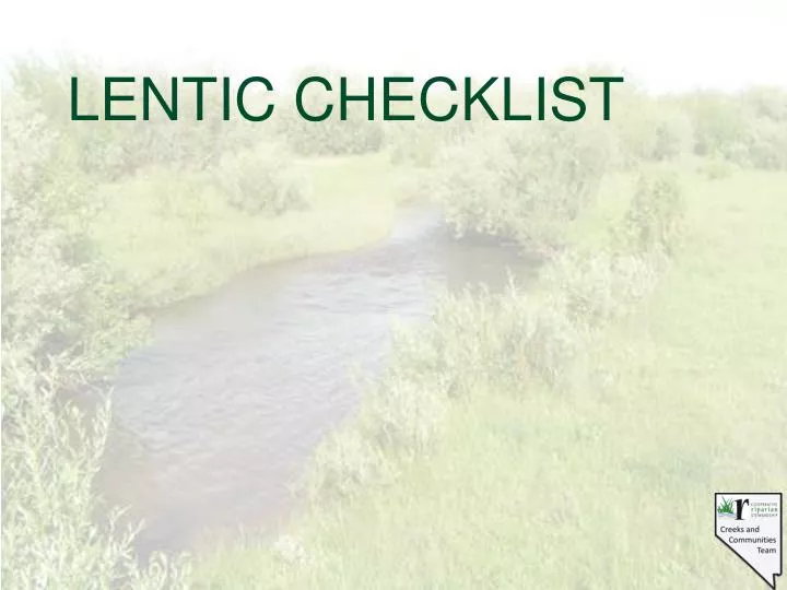 lentic checklist