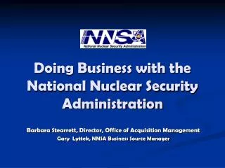 Doing Business with the National Nuclear Security Administration