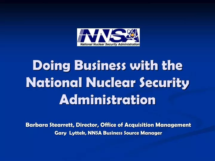 doing business with the national nuclear security administration