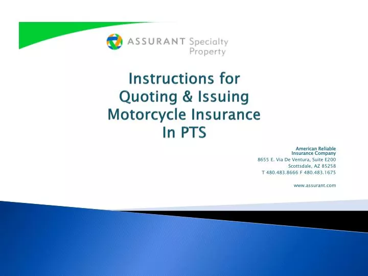 instructions for quoting issuing motorcycle insurance in pts
