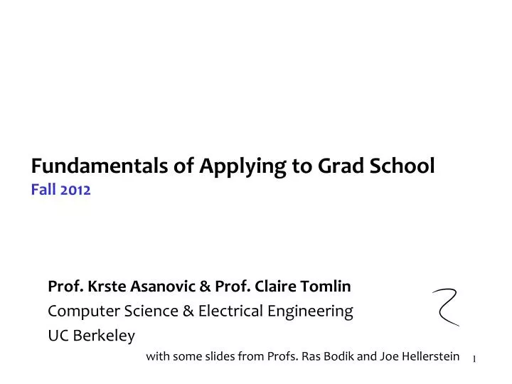fundamentals of applying to grad school fall 2012