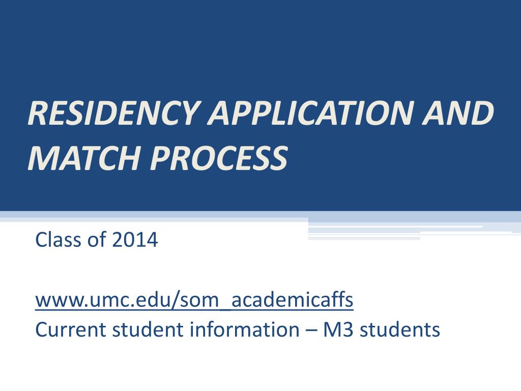 PPT - RESIDENCY APPLICATION AND MATCH PROCESS PowerPoint Presentation ...