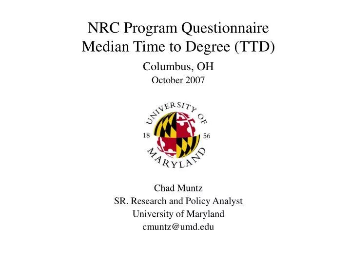nrc program questionnaire median time to degree ttd columbus oh october 2007