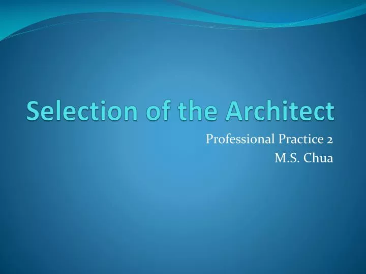selection of the architect