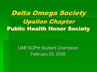 Delta Omega Society Upsilon Chapter Public Health Honor Society