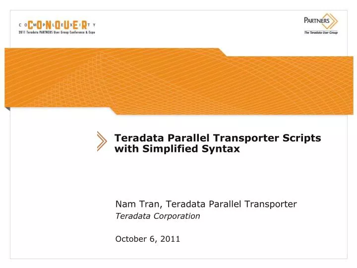 teradata parallel transporter scripts with simplified syntax