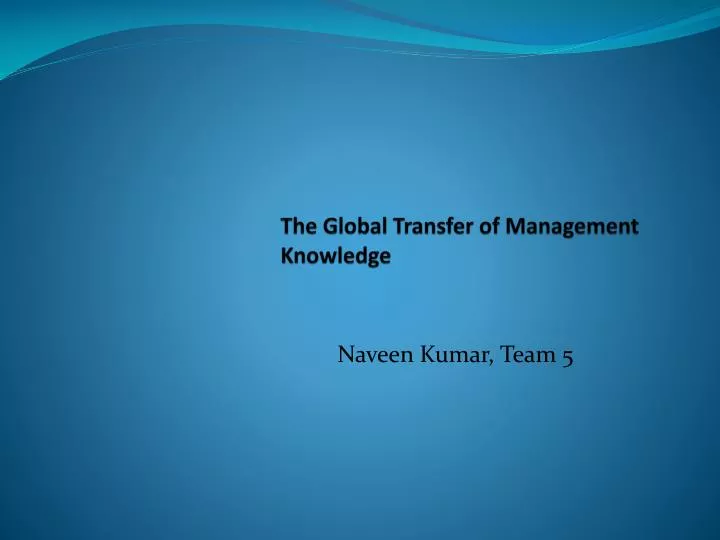 the global transfer of management knowledge