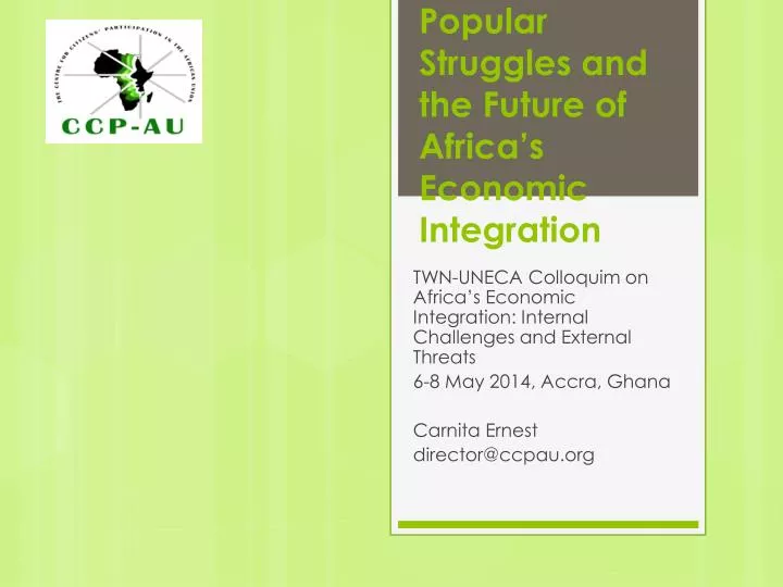 popular struggles and the future of africa s economic integration