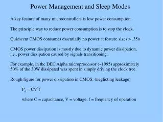 Power Management and Sleep Modes