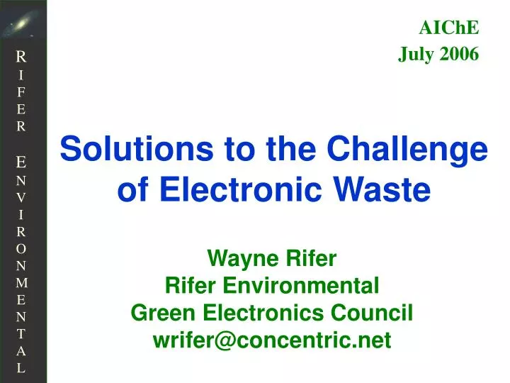 solutions to the challenge of electronic waste