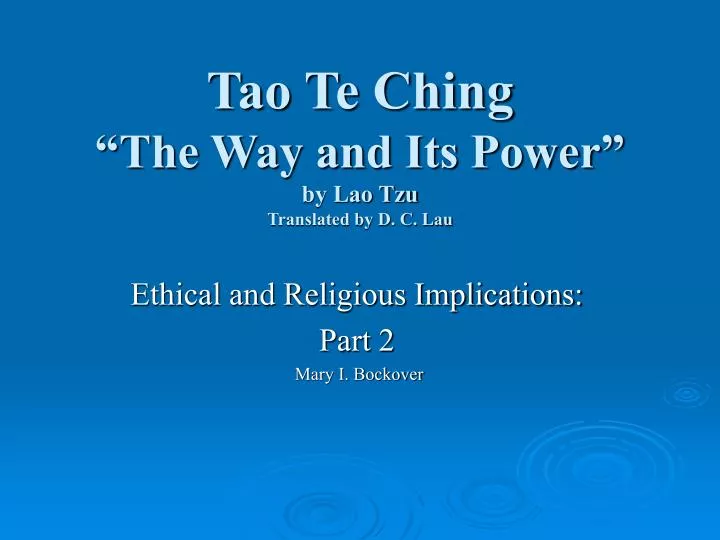 tao te ching the way and its power by lao tzu translated by d c lau