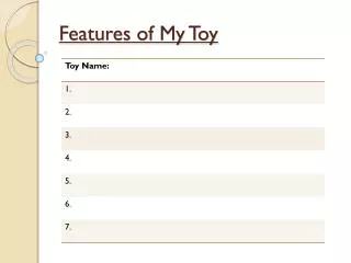Features of My Toy