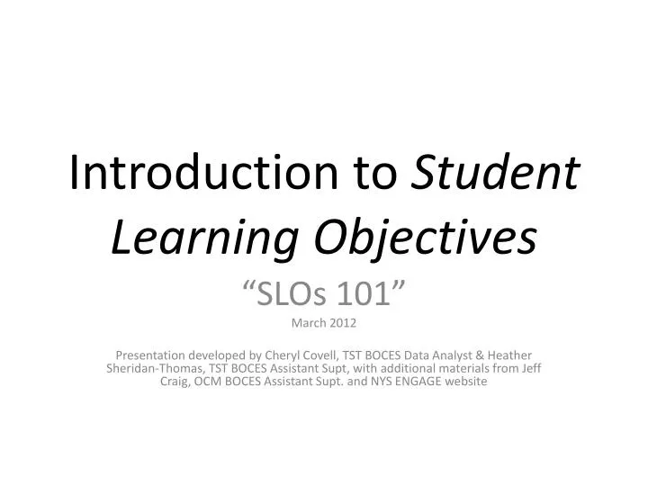 introduction to student learning objectives