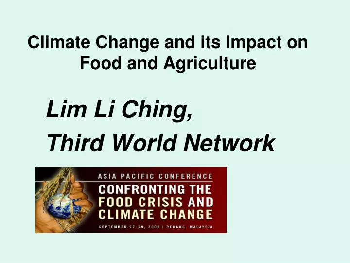 climate change and its impact on food and agriculture