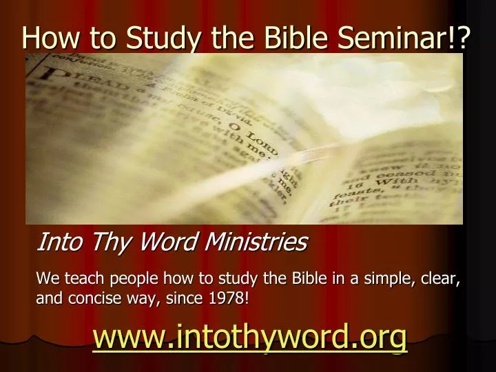 how to study the bible seminar
