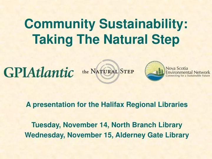 community sustainability taking the natural step