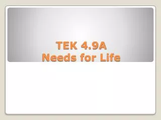 TEK 4.9A Needs for Life