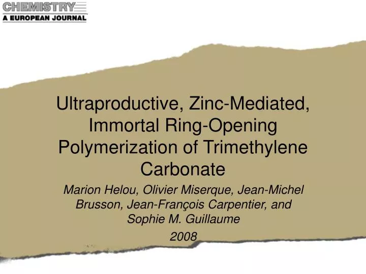 ultraproductive zinc mediated immortal ring opening polymerization of trimethylene carbonate